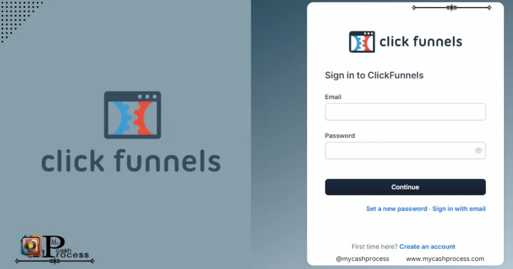 ClickFunnel login screen for affiliate marketing success